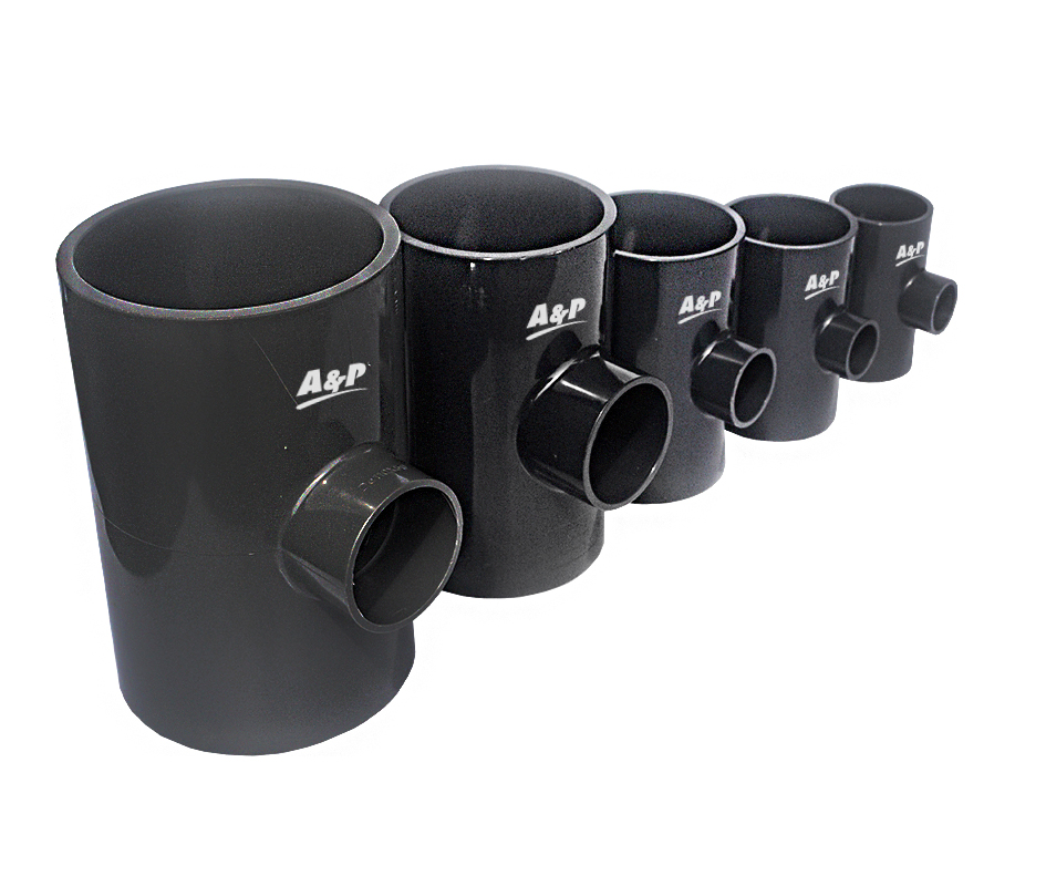 Tee Reductora Pvc Color Dark Gray, Pn10 90mm A 25mm